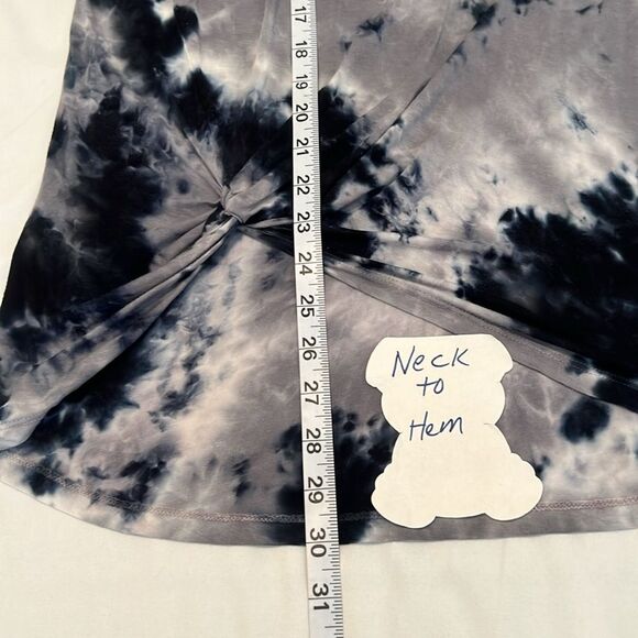 Time & Tru size small short sleeve black and grey tie dye knot front tunic EUC - Picture 8 of 10